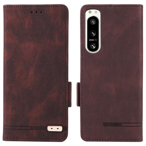 Sony Xperia 5 IV Plånboksfodral Decor Magnetic Clasp - Brun