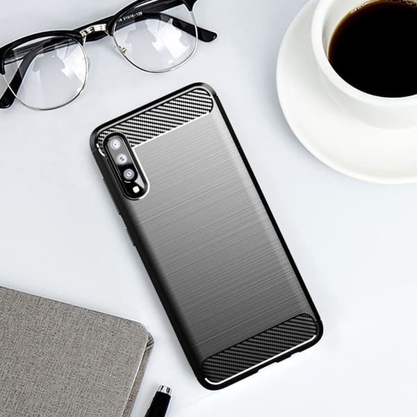 Galaxy A70/A70s Skal Forcell Carbon Mjukplast - Svart