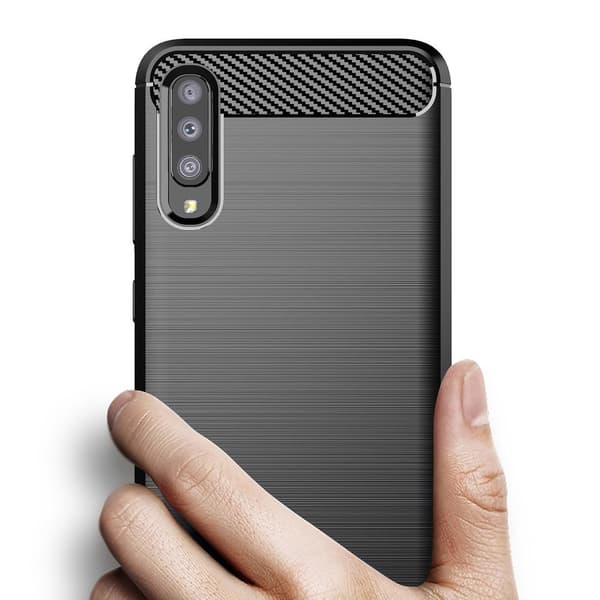 Galaxy A70/A70s Skal Forcell Carbon Mjukplast - Svart