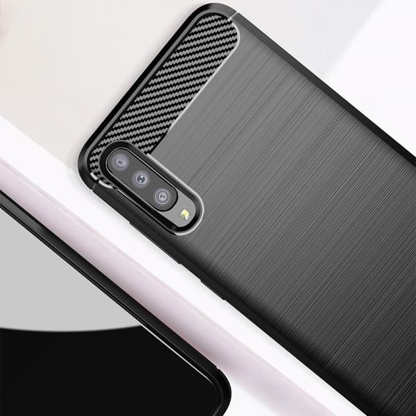 Galaxy A70/A70s Skal Forcell Carbon Mjukplast - Svart