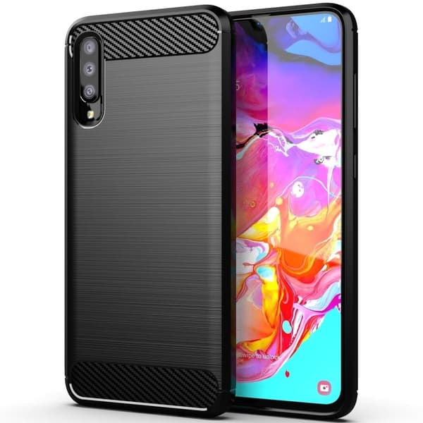 Galaxy A70/A70s Skal Forcell Carbon Mjukplast - Svart