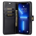 Miniatyrbild 5 av 11: DG.MING iPhone 15 Pro Max Plånboksfodral Äkta Läder 2in1 - Svart