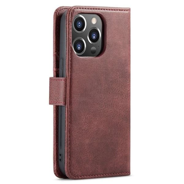 DG.MING iPhone 15 Pro Max Plånboksfodral Äkta Läder 2in1 - Röd