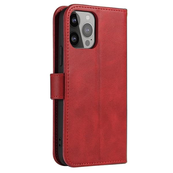iPhone 15 Plus Plånboksfodral Magnet Stativ - Röd