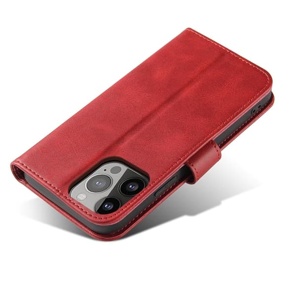 iPhone 15 Plus Plånboksfodral Magnet Stativ - Röd