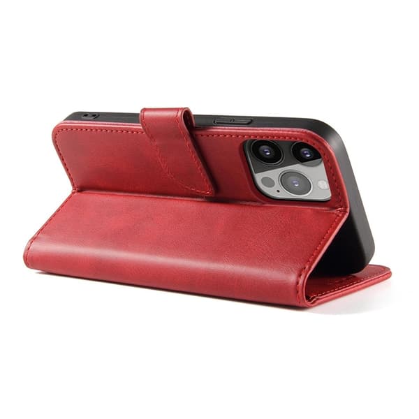 iPhone 15 Plus Plånboksfodral Magnet Stativ - Röd