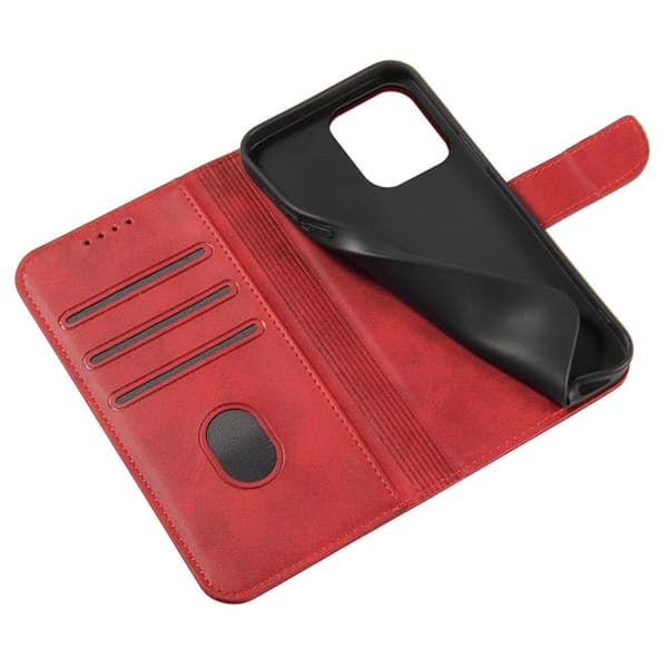 iPhone 15 Plus Plånboksfodral Magnet Stativ - Röd
