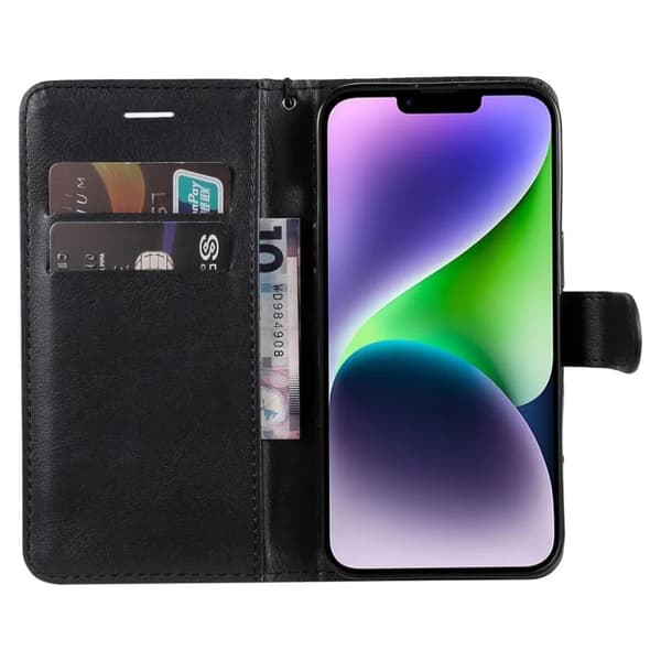 KT iPhone 15 Plus Plånboksfodral - Svart