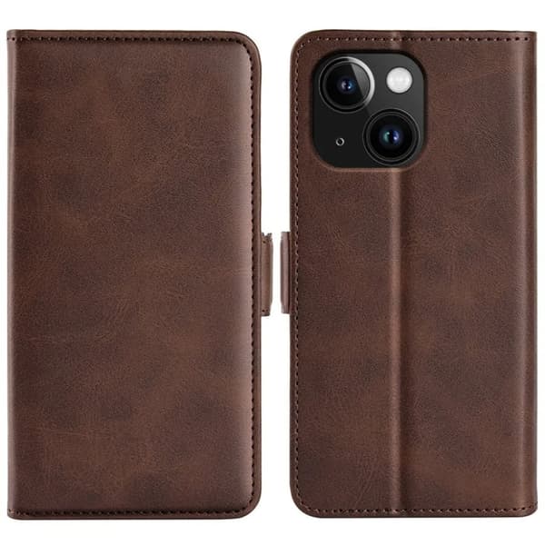 iPhone 15 Plus Plånboksfodral Omvirat - Brun