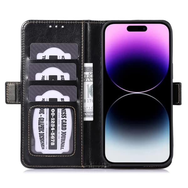 ABEEL iPhone 15 Plus Plånboksfodral - Svart