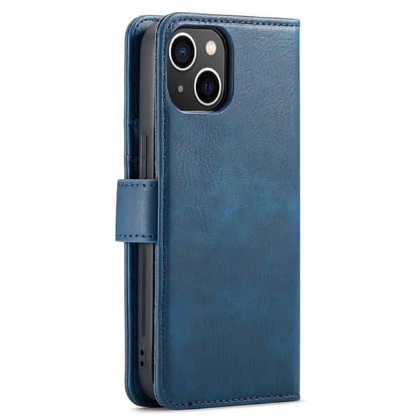 DG.MING iPhone 15 Plus Plånboksfodral Äkta Läder 2in1 - Blå