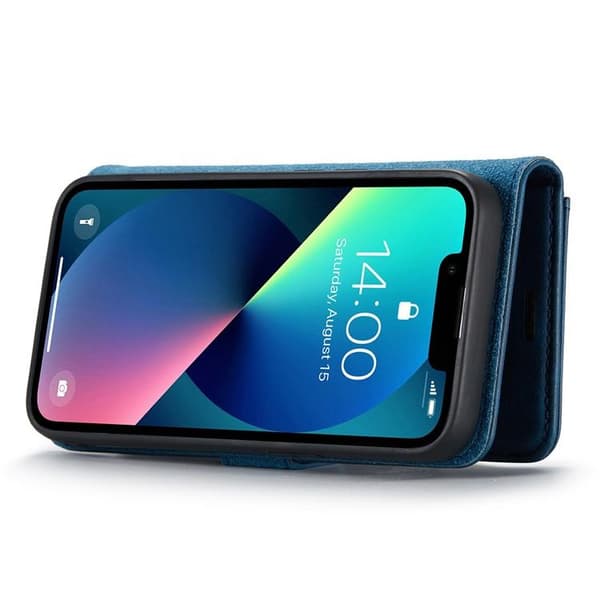 DG.MING iPhone 15 Plus Plånboksfodral Äkta Läder 2in1 - Blå