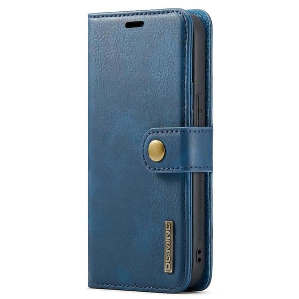 DG.MING iPhone 15 Plus Plånboksfodral Äkta Läder 2in1 - Blå