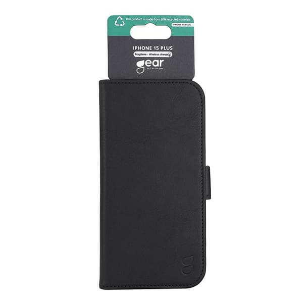 Gear iPhone 15 Plus Plånboksfodral Magsafe 3 KorkFack - Svart