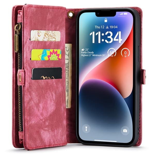 CASEME iPhone 15 Pro Plånboksfodral 008 Detachable - Röd