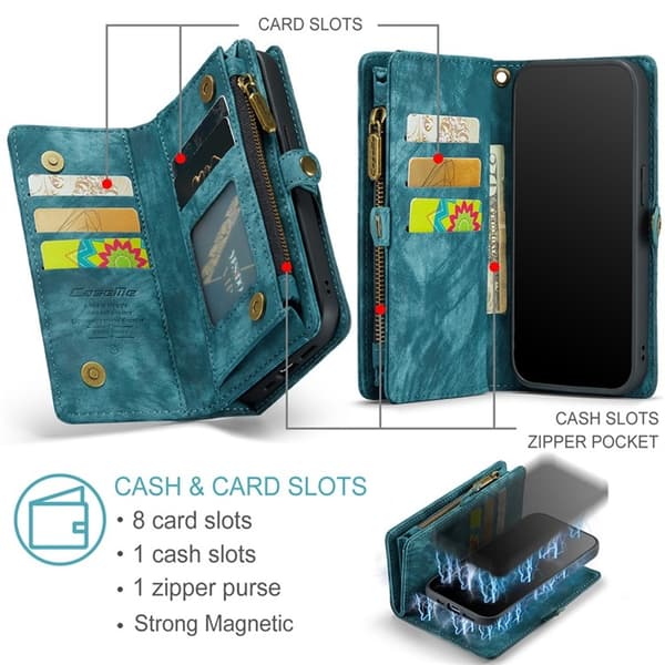 CASEME iPhone 15 Pro Max Plånboksfodral 008 Detachable - Blå
