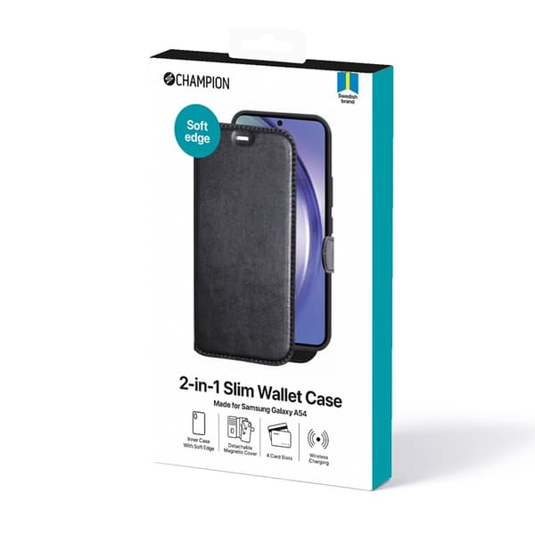 CHAMPION Galaxy A54 5G 2-in-1 Slim Plånboksfodral - Svart