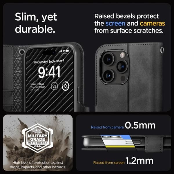 Spigen iPhone 15 Pro Plånboksfodral 'S' Pro - Svart