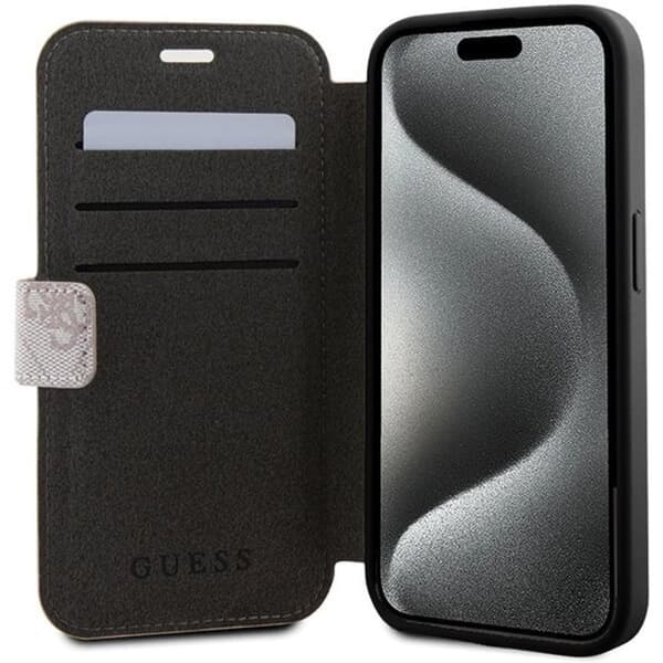 Guess iPhone 15 Pro Max Plånboksfodral Metall Logo - Rosa
