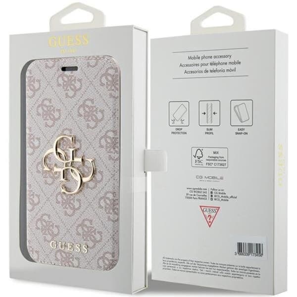 Guess iPhone 15 Pro Max Plånboksfodral Metall Logo - Rosa