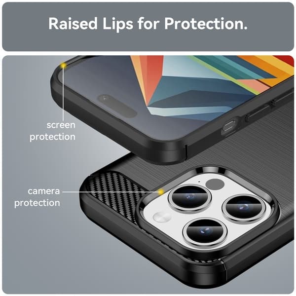 iPhone 15 Pro Mobilskal Carbon Fiber Brushed - Svart