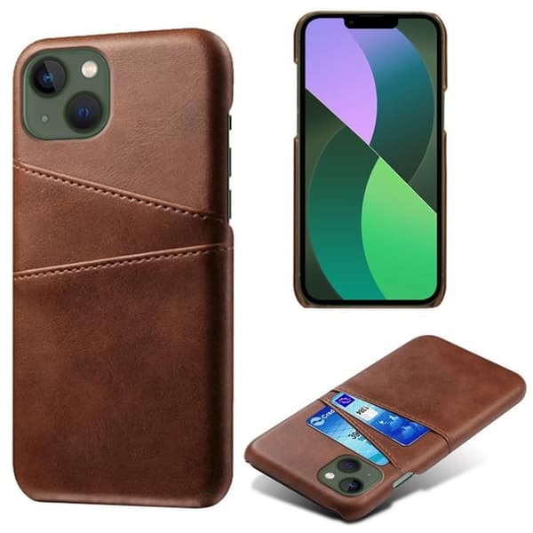 iPhone 15 Mobilskal Korthållare PU-Läder - Brun