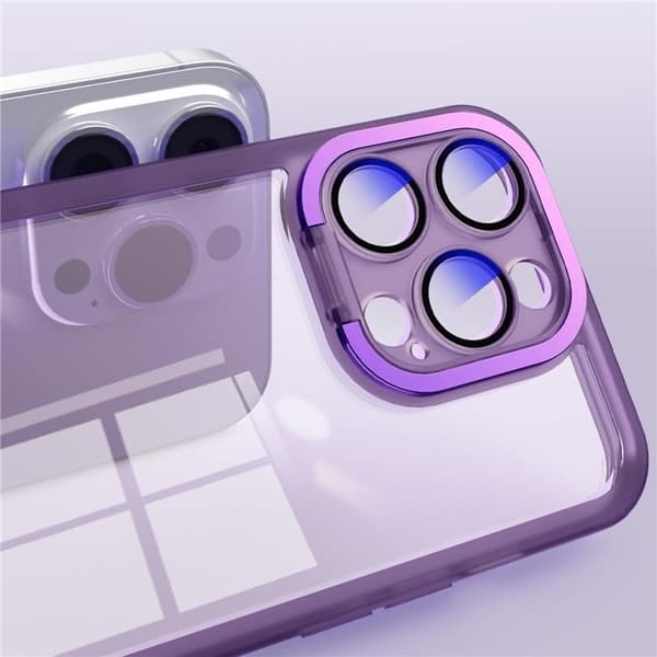 iPhone 15 Plus Mobilskal Electroplating Kickstand - Vit