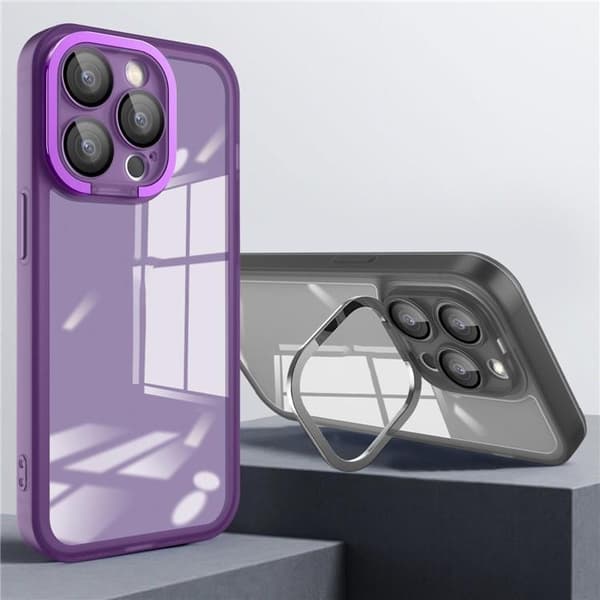 iPhone 15 Plus Mobilskal Electroplating Kickstand - Vit