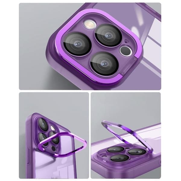 iPhone 15 Plus Mobilskal Electroplating Kickstand - Vit