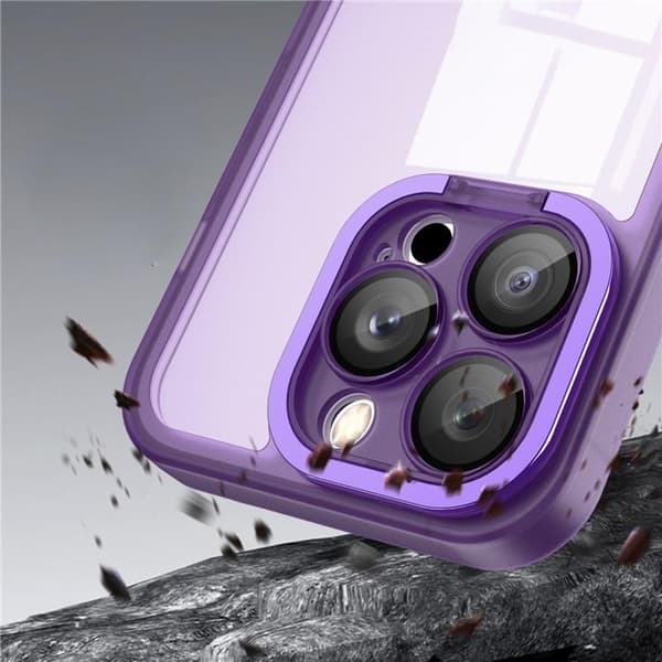 iPhone 15 Plus Mobilskal Electroplating Kickstand - Vit
