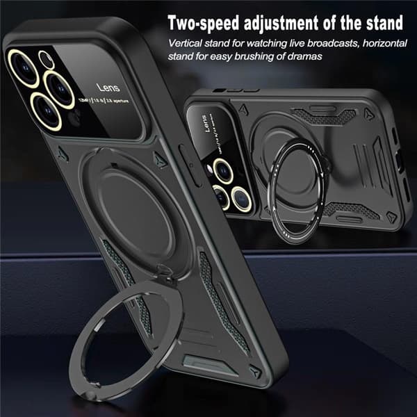 iPhone 15 Mobilskal Magsafe Ringhållare Kickstand - Svart