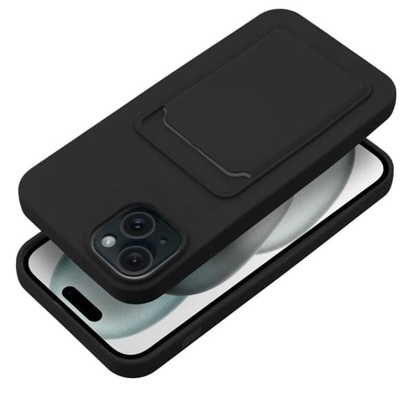 iPhone 15 Plus Mobilskal Korthållare - Svart