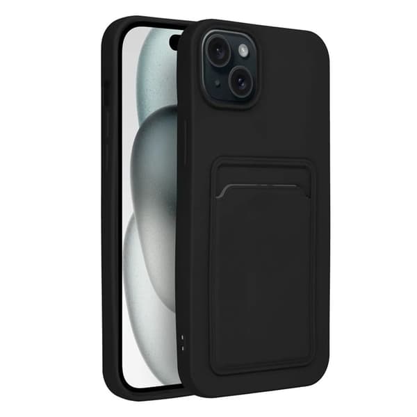 iPhone 15 Plus Mobilskal Korthållare - Svart