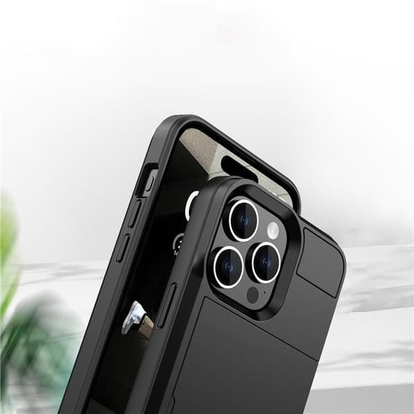 iPhone 15 Mobilskal Korthållare - Svart
