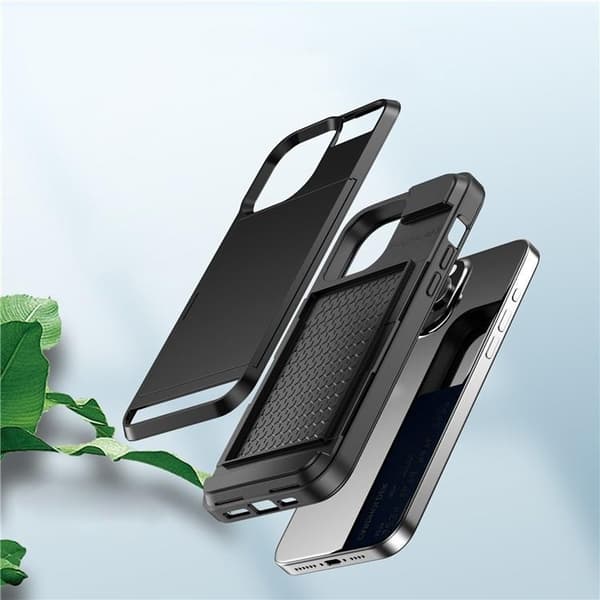 iPhone 15 Mobilskal Korthållare - Svart