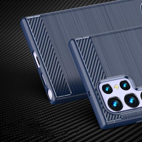 Galaxy S23 Ultra Skal Carbon Silicone Flexible - Blå