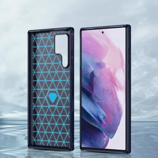 Galaxy S23 Ultra Skal Carbon Silicone Flexible - Blå
