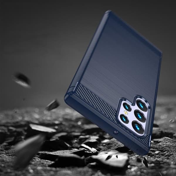 Galaxy S23 Ultra Skal Carbon Silicone Flexible - Blå