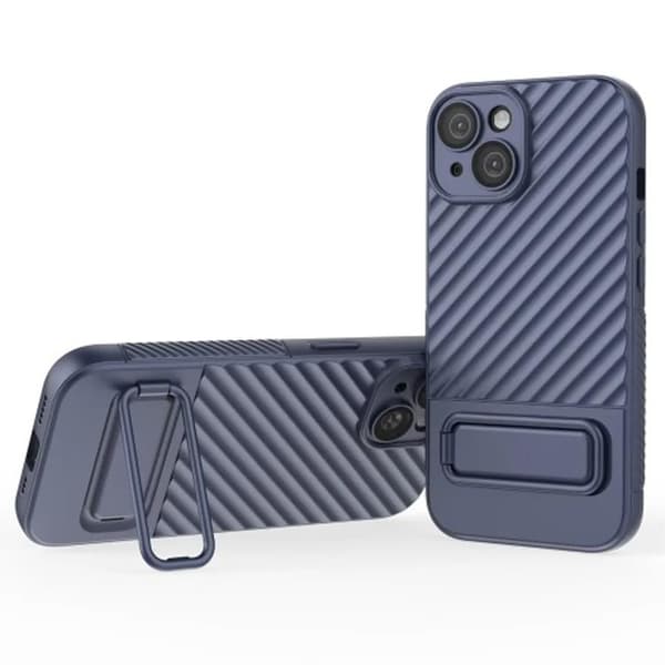 iPhone 15 Mobilskal Kickstand TPU - Mörkblå