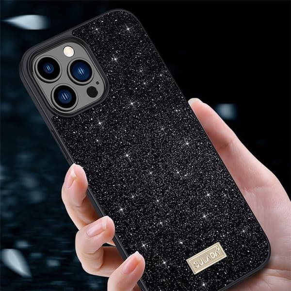 SULADA iPhone 15 Plus Mobilskal Glitter Sequins - Röd