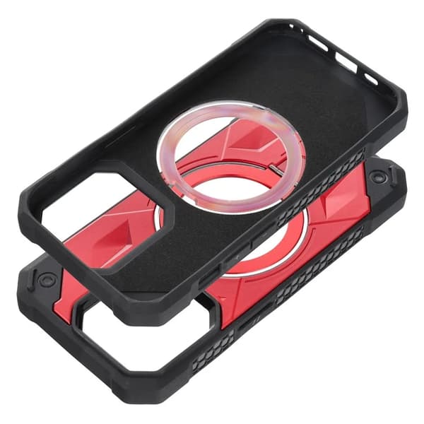 iPhone 15 Mobilskal Magsafe Ringhållare Armor - Röd