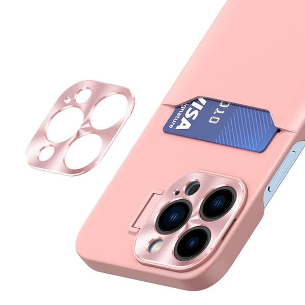 Galaxy S23 Mobilskal Korthållare Läder Kickstand - Rosa