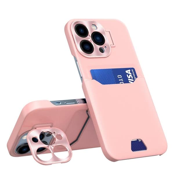 Galaxy S23 Mobilskal Korthållare Läder Kickstand - Rosa