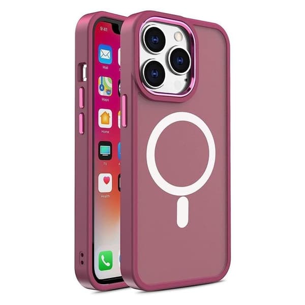 iPhone 15 Plus Mobilskal MagSafe Magnetic Matte - Burgundy