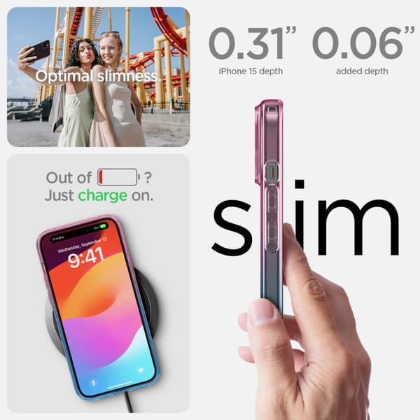 Spigen iPhone 15 Mobilskal Liquid Crystal - Gradation Rosa