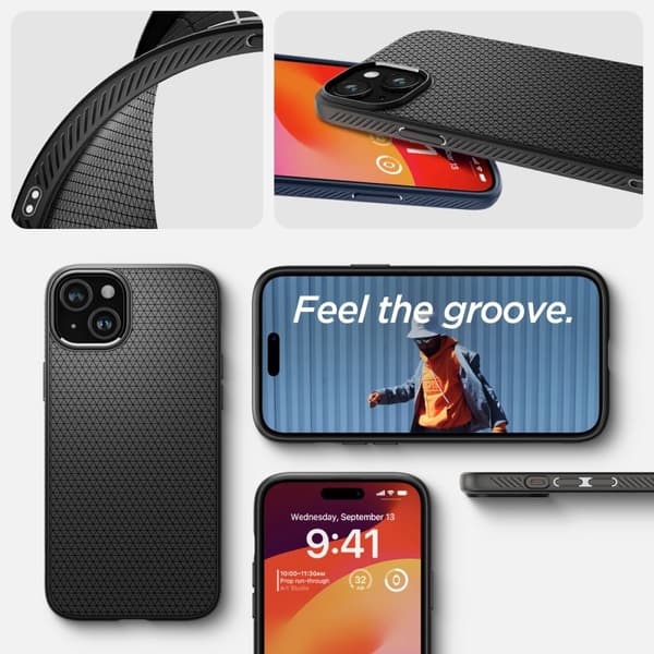 Spigen iPhone 15 Mobilskal Liquid Air - Matte Svart