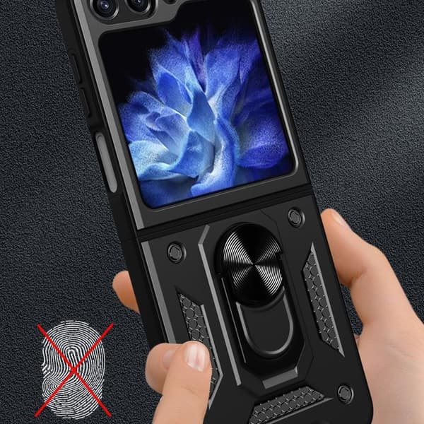 Galaxy Z Flip 5 Mobilskal Hybrid Armor Camshield - Svart