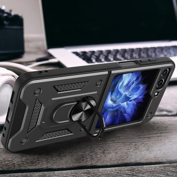 Galaxy Z Flip 5 Mobilskal Hybrid Armor Camshield - Svart