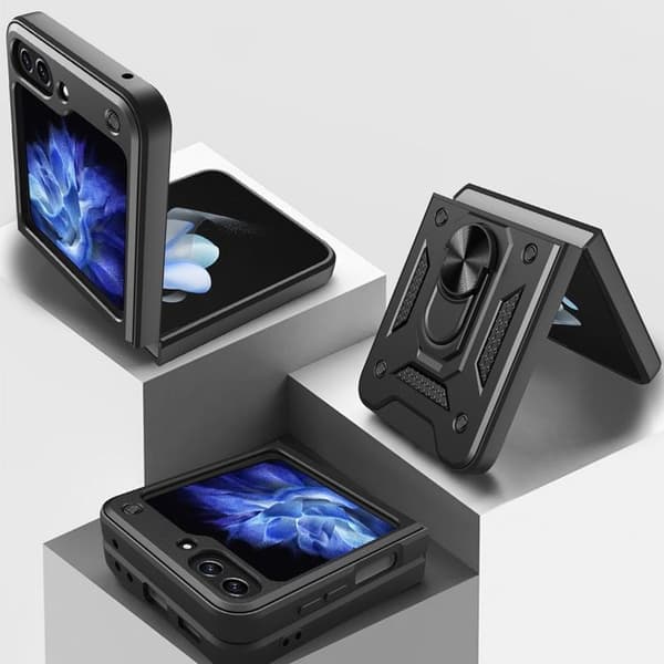 Galaxy Z Flip 5 Mobilskal Hybrid Armor Camshield - Svart