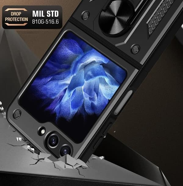 Galaxy Z Flip 5 Mobilskal Hybrid Armor Camshield - Svart